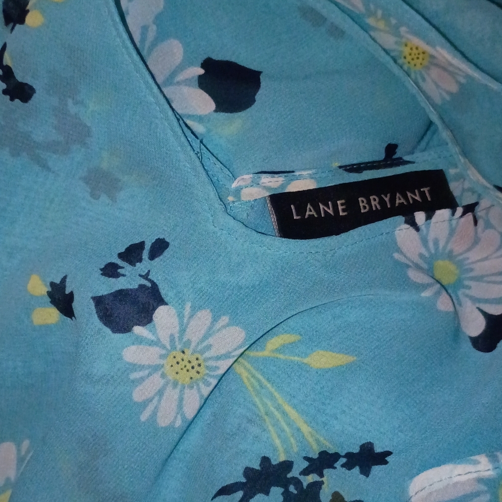Lane Bryant Double Chiffon Blue Floral Tank Top Blouse Size 24 - Picture 2 of 2